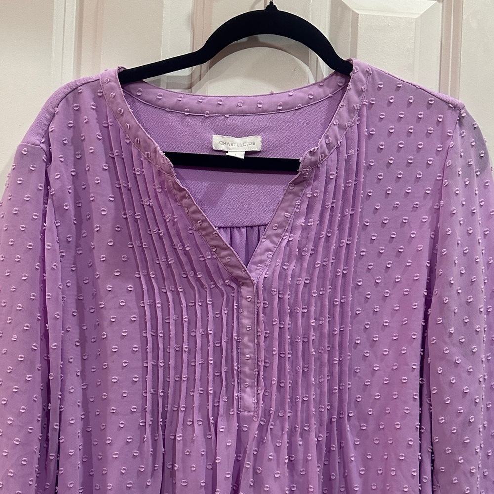 NWOT Lavender Ruffle Sleeve Women's Top size L - Picture 3 of 8